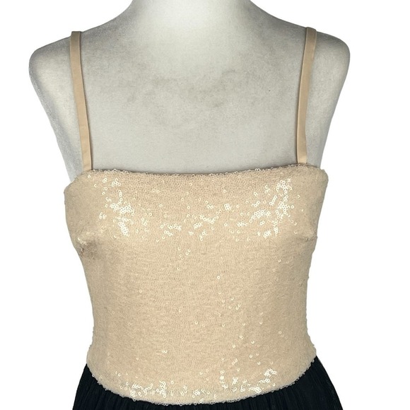DRESS THE POPULATION KADY SEQUIN TIERED TULLE DRESS IN CREAM MULTI NWT SIZE XS - Picture 3 of 16